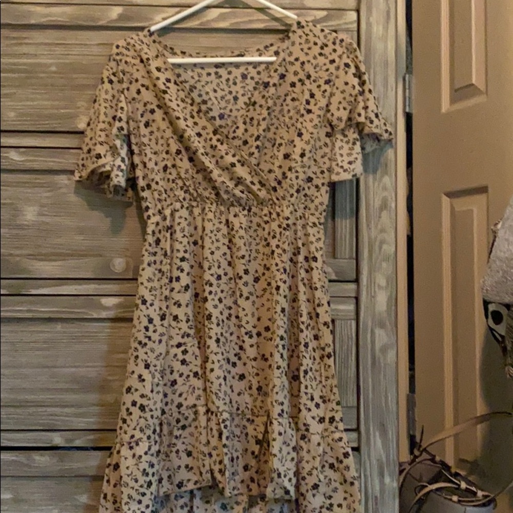 brown floral dress